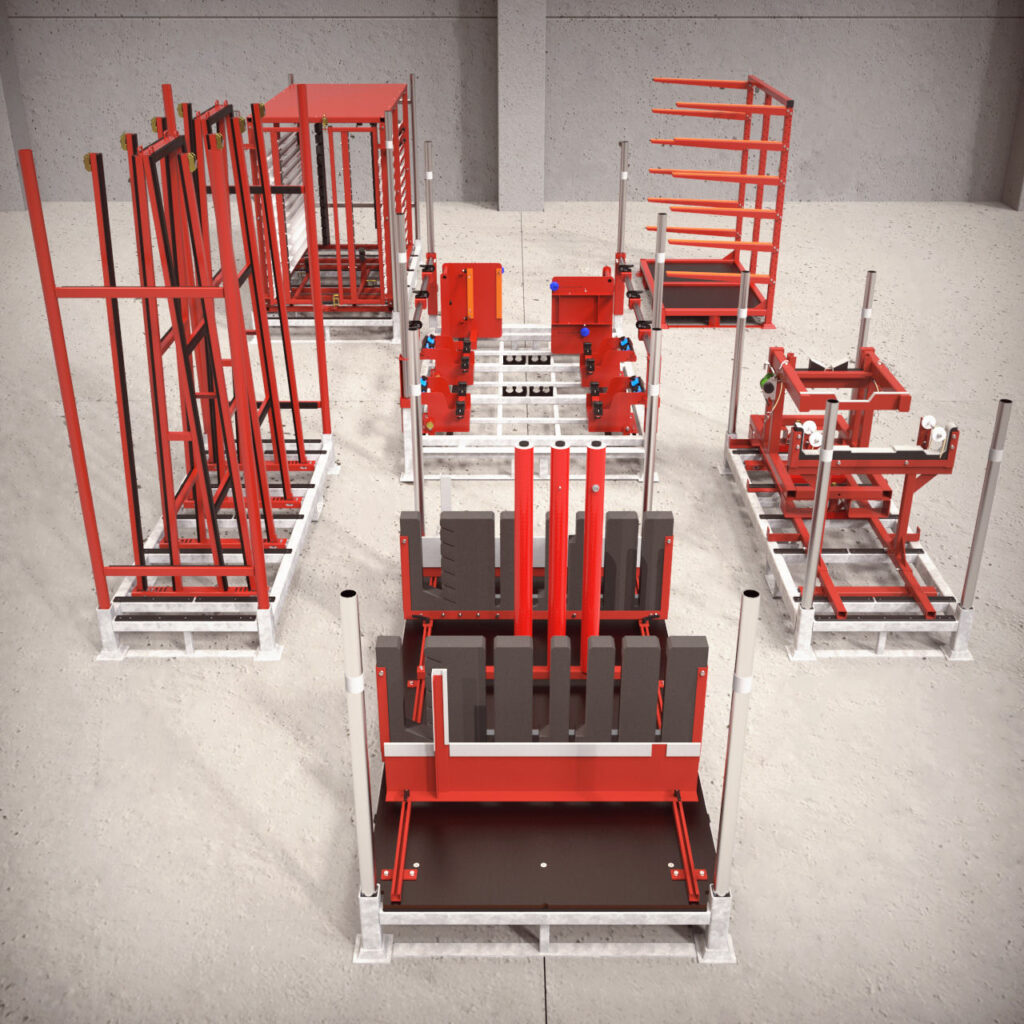 Lagersysteme und Grundpaletten in einer Halle